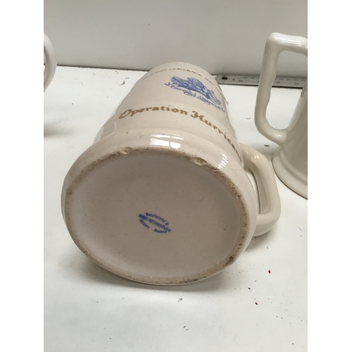 50 - 3 collectible tankards of Pro Rege Pro Patria Pro Lege - one for ground coverage of operation hurric... 