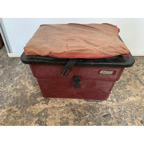 187 - Fishing seat bait box full of reels inc Drennan, Shimano, Aquatica and more