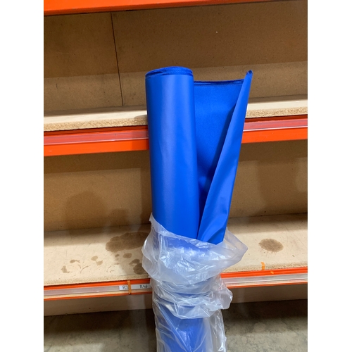 248 - 5ft tall roll of blue fabric - unknown meterage but a very full roll of fabric