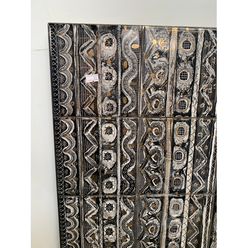 290 - Brass detailed & painted tiled wall hanging - 155x40cm