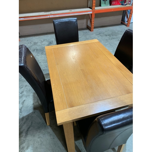 296 - Dining table & 4 leather chairs - 120x80cm