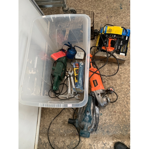 504 - Quantity of electric hand tools inc planer, angle grinder, nail gun & more