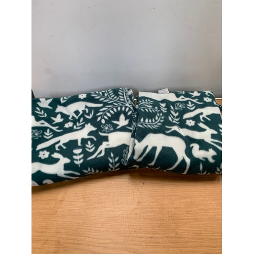 531 - Pair of woodland animal throws as new - 127x152cm