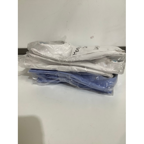 349 - 5 men’s blue & white 20” long sleeve shirts new & sealed