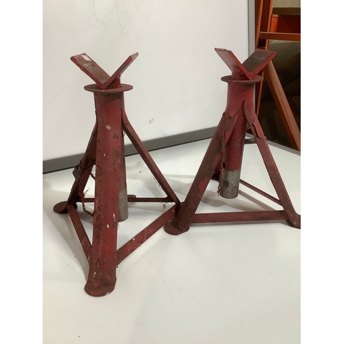 357 - Two large red axel stands