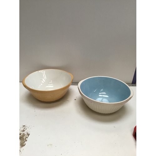 213 - 2 x T. Green Ltd mixing bowls one white and the other beige