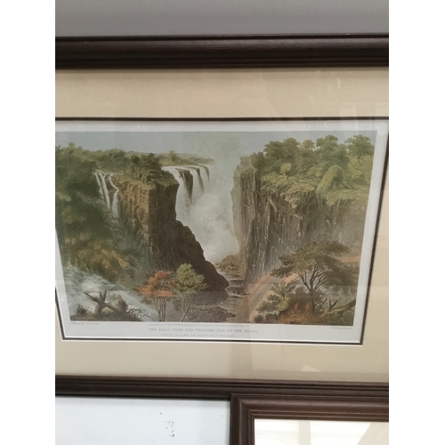 228 - Four framed and glazed Lithographs the falls by sunrise, The Great Western Falls, The Falls from the... 