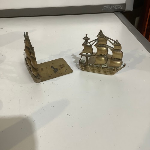 74 - Pair of nautical brass ship book ends