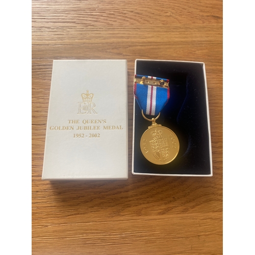 88A - The Queens Golden Jubilee Medal - 1952-2002 - Gold finish contained in original box of issue - medal... 