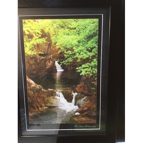 21 - Set of 3 waterfall photo pictures in black frames by Phil Jones Photography