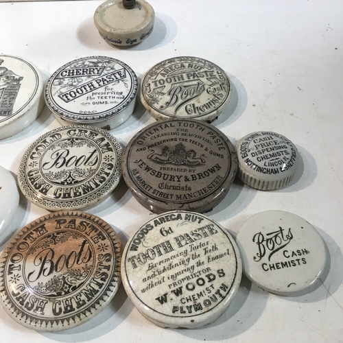 24 - Selection of vintage ceramic toothpaste & ointment lids