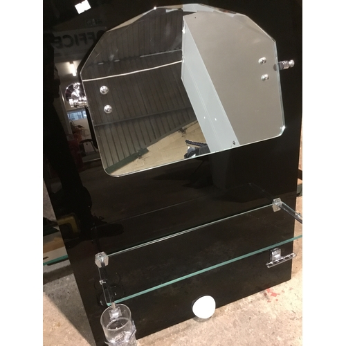 25 - Antique art Deco black splashback Bathroom mirror with chrome fittings