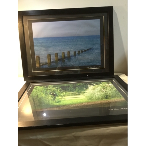 33 - Two photography pictures in black frames of nature & sea by Phil Jones photography