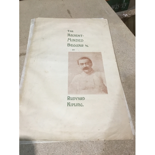 66 - The Absent Minded Begger by Rudyard Kipling poem sheets & sheet music by Arthur Sullivan