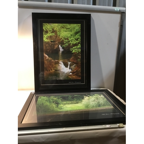 70 - Two black framed photography pictures scenic & waterfall by Phil jones photography