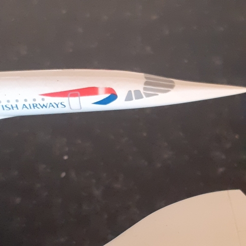 31 - 2 x Brirish Airways Concorde models. Goid condition. Plastic composition