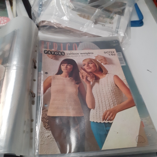 28 - Large selection of knitting patterns in folders. Well kept in categories, including Aran, cable, dol... 