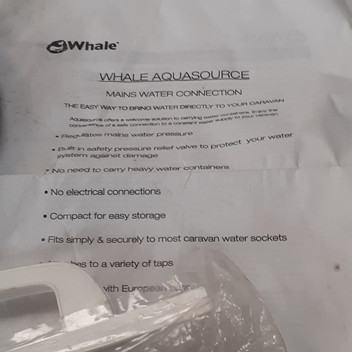 21 - Whale Aquasource caravan, mains water connection hose. Used once. Excellent condition