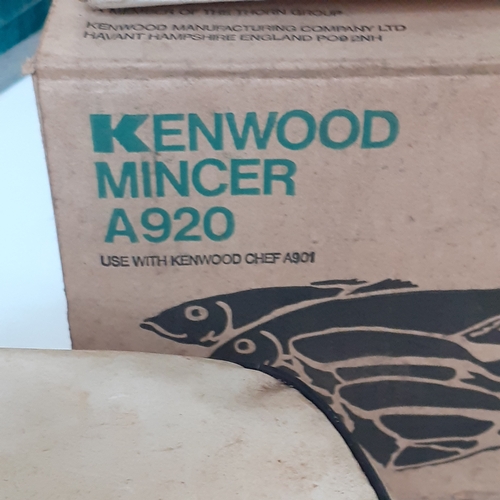 11 - Kenwood food mixer. Model A901. Has multiple attachments, shown in pictures. Most are boxed and in v... 