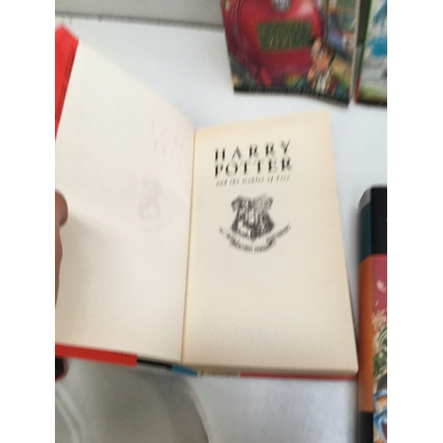 56 - Harry Potter 1-7 books inc 2 first editions of the order of the phoenix & a first edition goblet of ... 