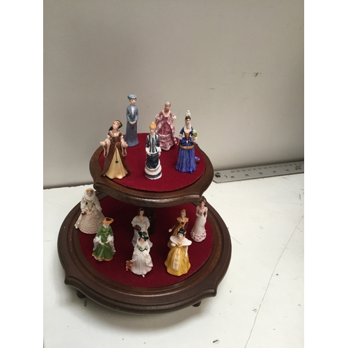 61 - Franklin Mint ladies of fashion miniature ceramic figurines with domed display case