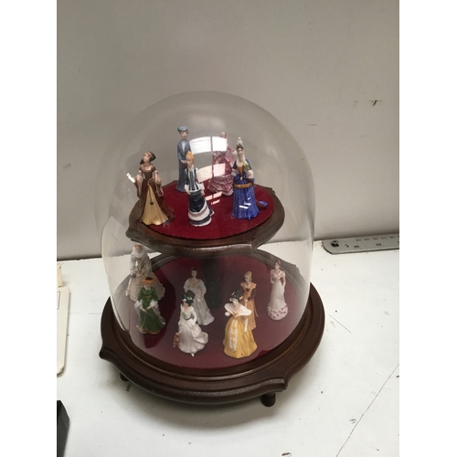 61 - Franklin Mint ladies of fashion miniature ceramic figurines with domed display case