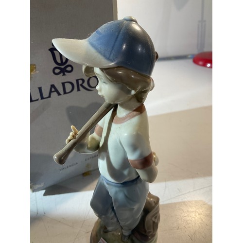 47B - Lladro porcelain figurine of boy with baseball bat