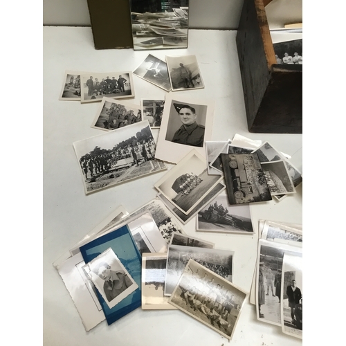 73 - Wooden box full of war time black & white photos of soldiers - a huge, interesting collection!