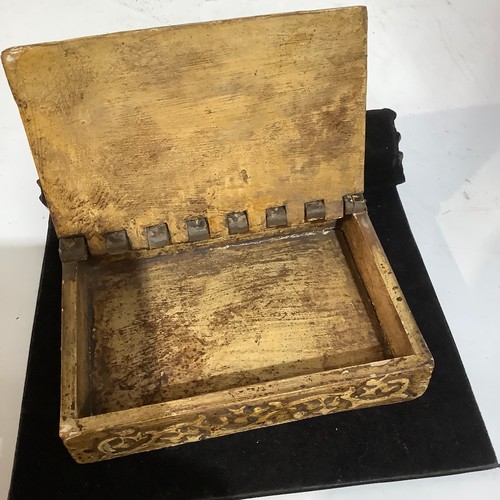 74 - Religious carved wood decorative bible box with lift up top