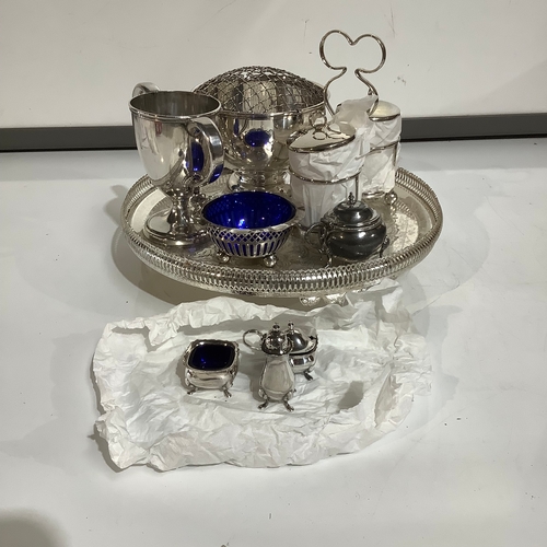 276 - Collection of silver plate includes rose bowl, double handle cup tray & more