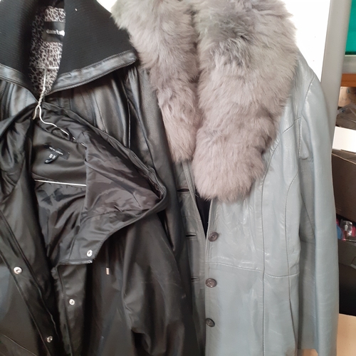 25 - 4 x ladies winter jackets/coats. One genuine leather, others assorted faux leather and fur etc. Over... 