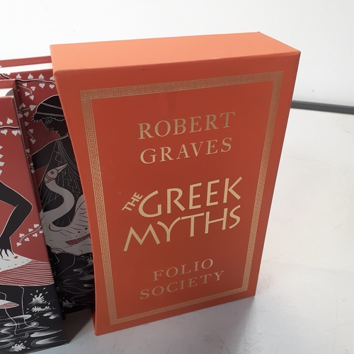 34 - Robert Graves, Folio society, volumes 1 & 2 Greek myths books. Like new condition.