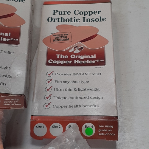 49 - 2 pairs of pure copper orthotic insoles. Size 4 and look as new