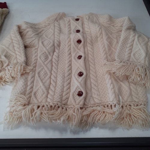 44 - Vintage cable/Aran knit cardigan by Hermit. Nice example. Has couple of marks so would benefit a cle... 