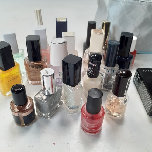 45 - Quantity of nail varnishes. Some are part used but many, including the boxed Avon ones look unopened... 