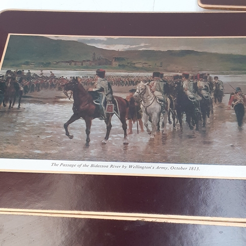 15 - 8 piece table mat setting depicting infantry battalions on horseback in the 1800s. Regiments such as... 