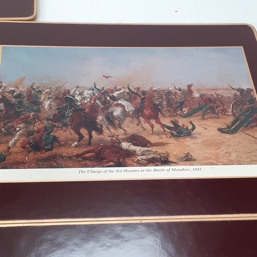 15 - 8 piece table mat setting depicting infantry battalions on horseback in the 1800s. Regiments such as... 