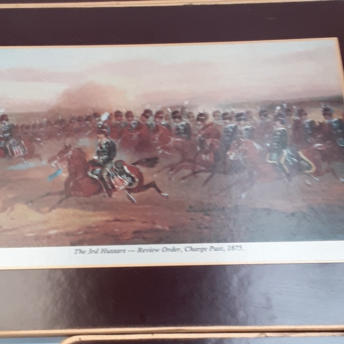 15 - 8 piece table mat setting depicting infantry battalions on horseback in the 1800s. Regiments such as... 