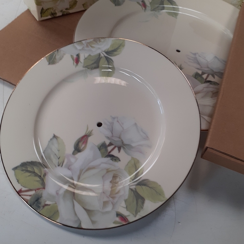 16 - New cake plates with one cake slice in bone china. Pattern is Tranquility by Kystos. New condition, ... 