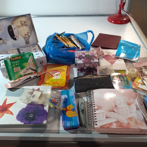 11 - Stationary bundle. Includes large quantity used pens/pencils, notebooks, address books, sellotape. S... 