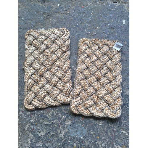 321 - 2 plaited woven jute door mats 45x65cm by Kirkton house