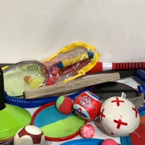 354 - Quantity of children’s bats, balls and other soft toy games toy games such as darts etc