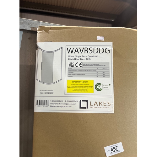 457 - Sing door wave shower quadrant door - 8mm glass - new in box