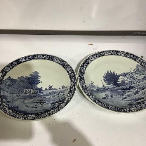 362 - 2 x large Delft ceramic charger wall hanging plates. Boch Belgium, in very nice condition with no da... 