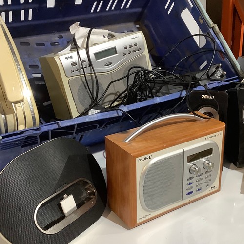 377 - Electrical audio lot including radios, speakers, and microphones.