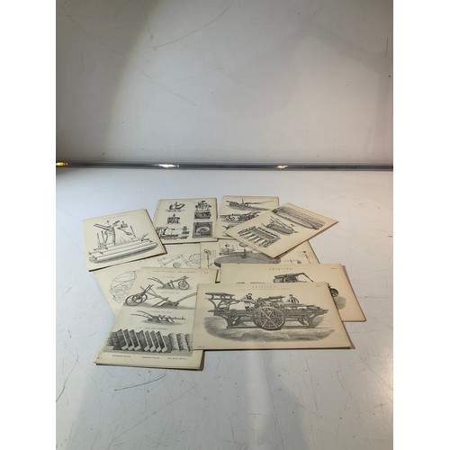 186 - Collection of antique lithographs of agricultural and industrial machinery