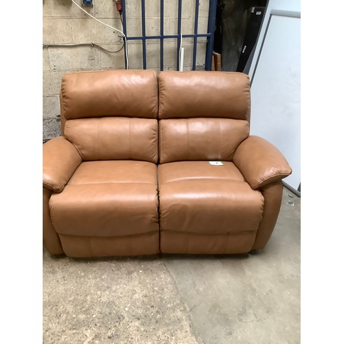 382 - Brown leather recliner arm chair & recliner 2 seater sofa