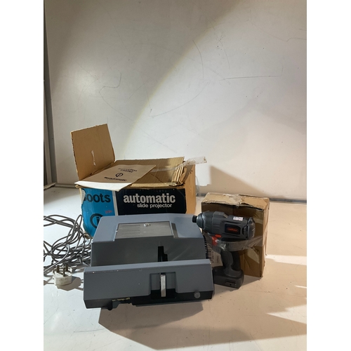 214 - Boots automatic slide projector and Vonhaus compact drill