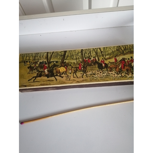 96A - Vintage extra long matches with original hunting scene box