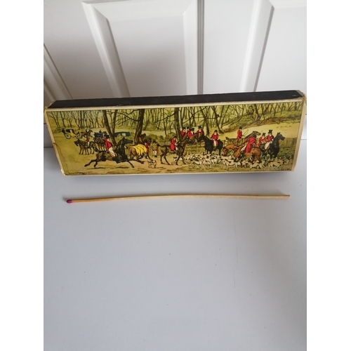 96A - Vintage extra long matches with original hunting scene box